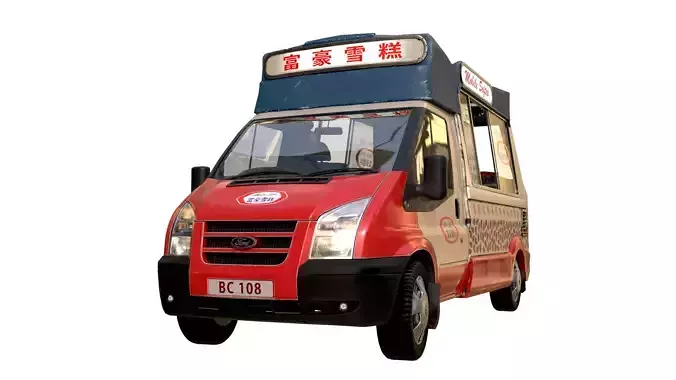 PBR Hong Kong Ice Cream Car Mobile Softee Game Ready Model