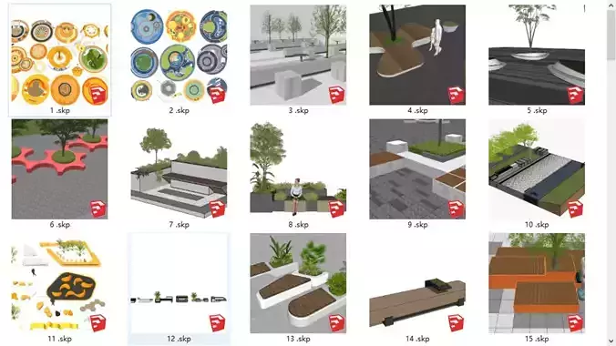 120 of urban furnitures and park elements