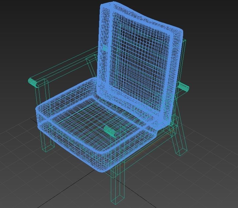 Arm chair Low-poly 3D model_12