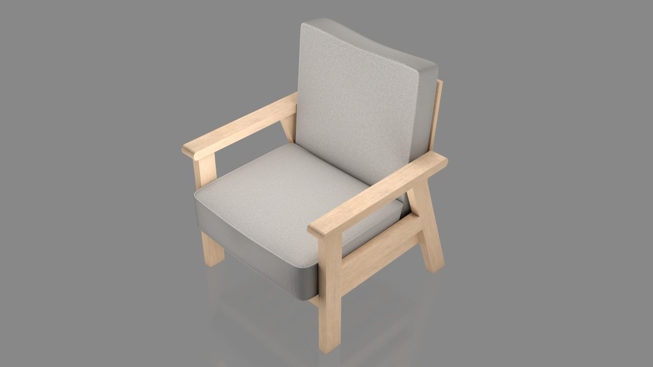 Arm chair Low-poly 3D model_1
