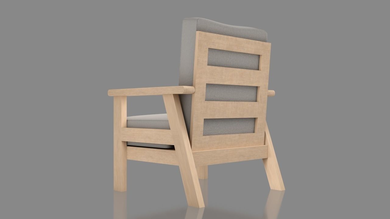 Arm chair Low-poly 3D model_9