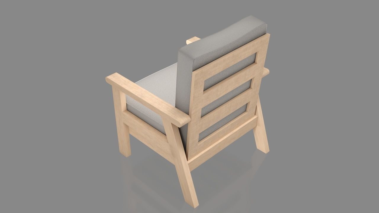 Arm chair Low-poly 3D model_2