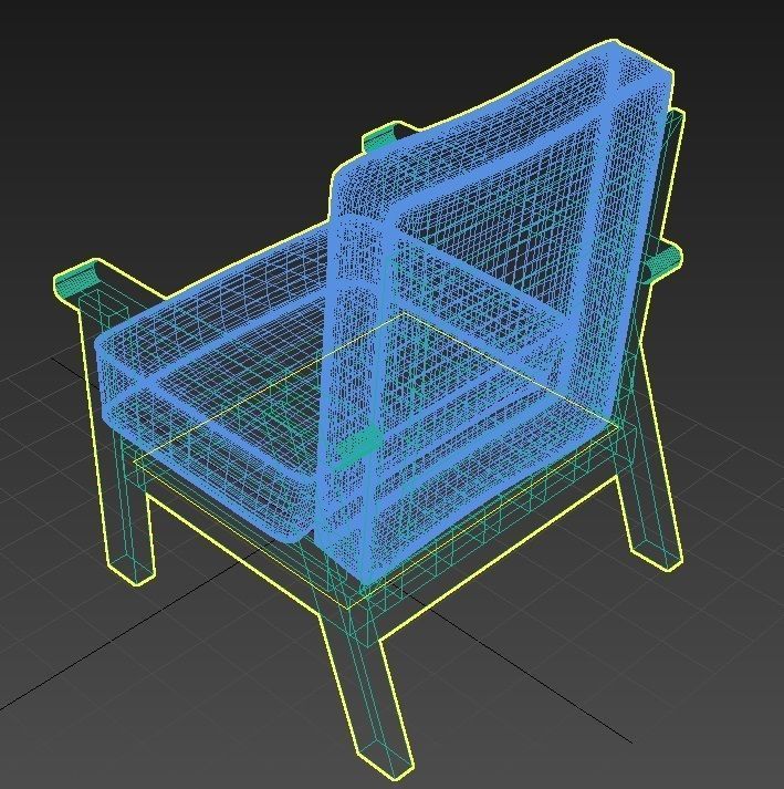 Arm chair Low-poly 3D model_13