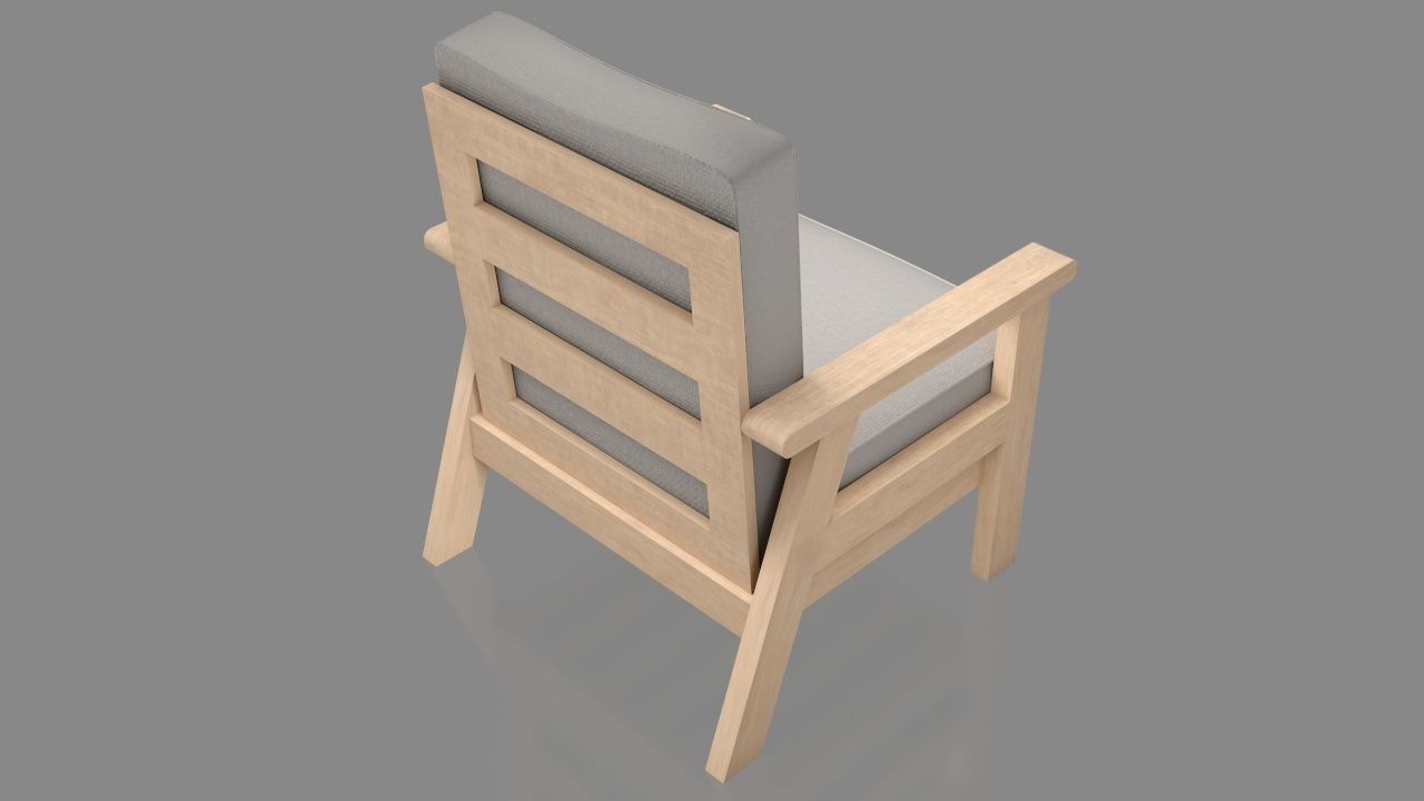 Arm chair Low-poly 3D model_3