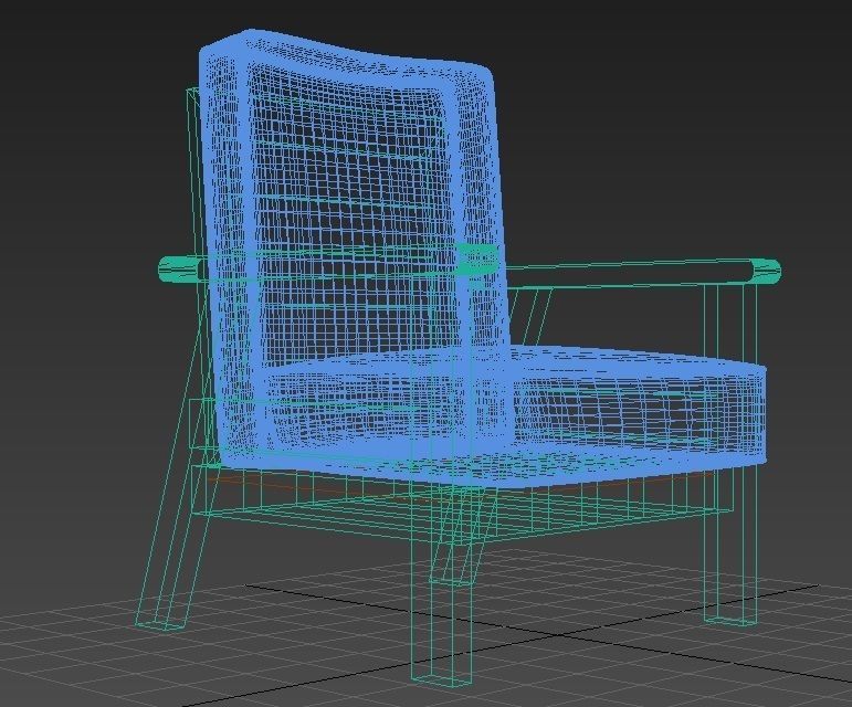 Arm chair Low-poly 3D model_17