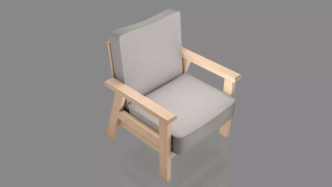 Arm chair Low-poly 3D model_0