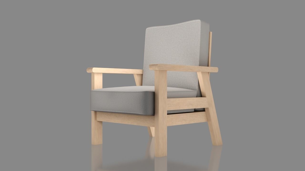 Arm chair Low-poly 3D model_8