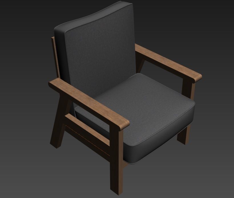 Arm chair Low-poly 3D model_19