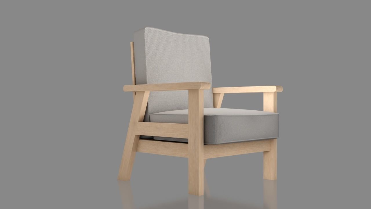 Arm chair Low-poly 3D model_7