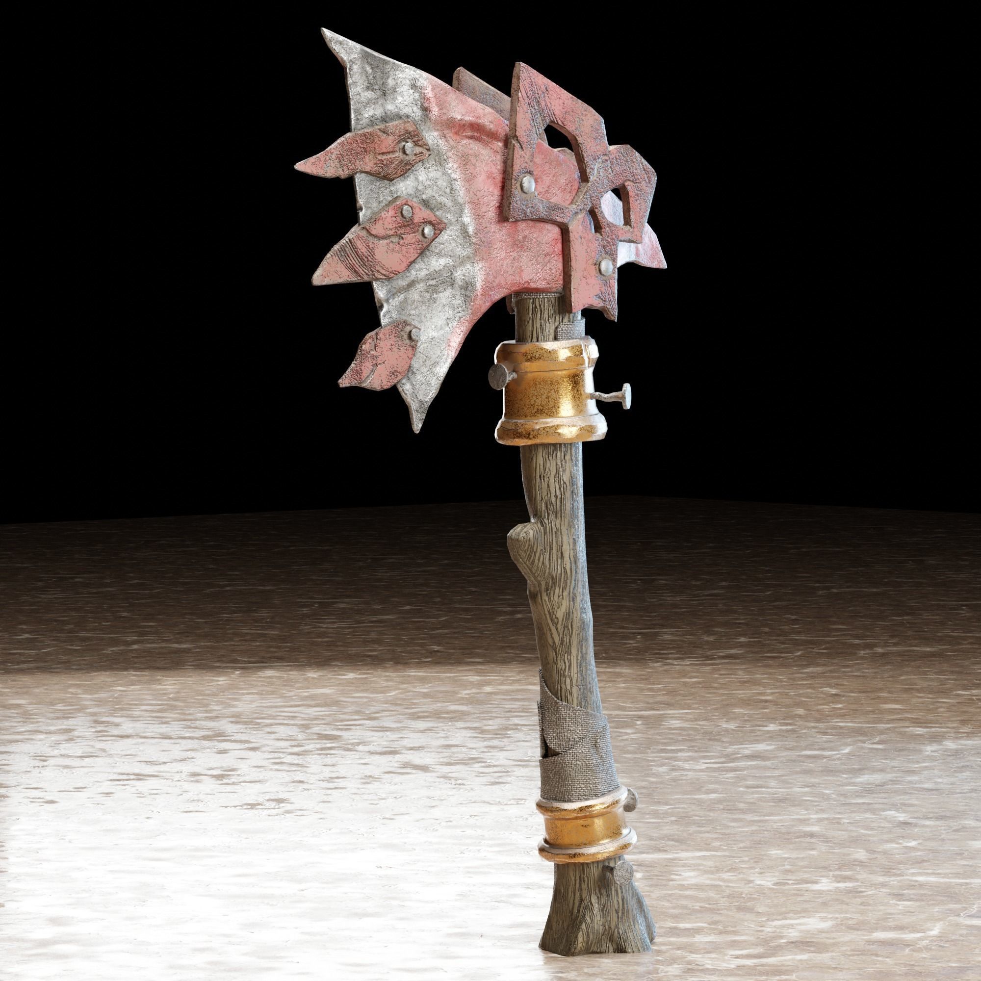 Battle ax Low-poly 3D model_4