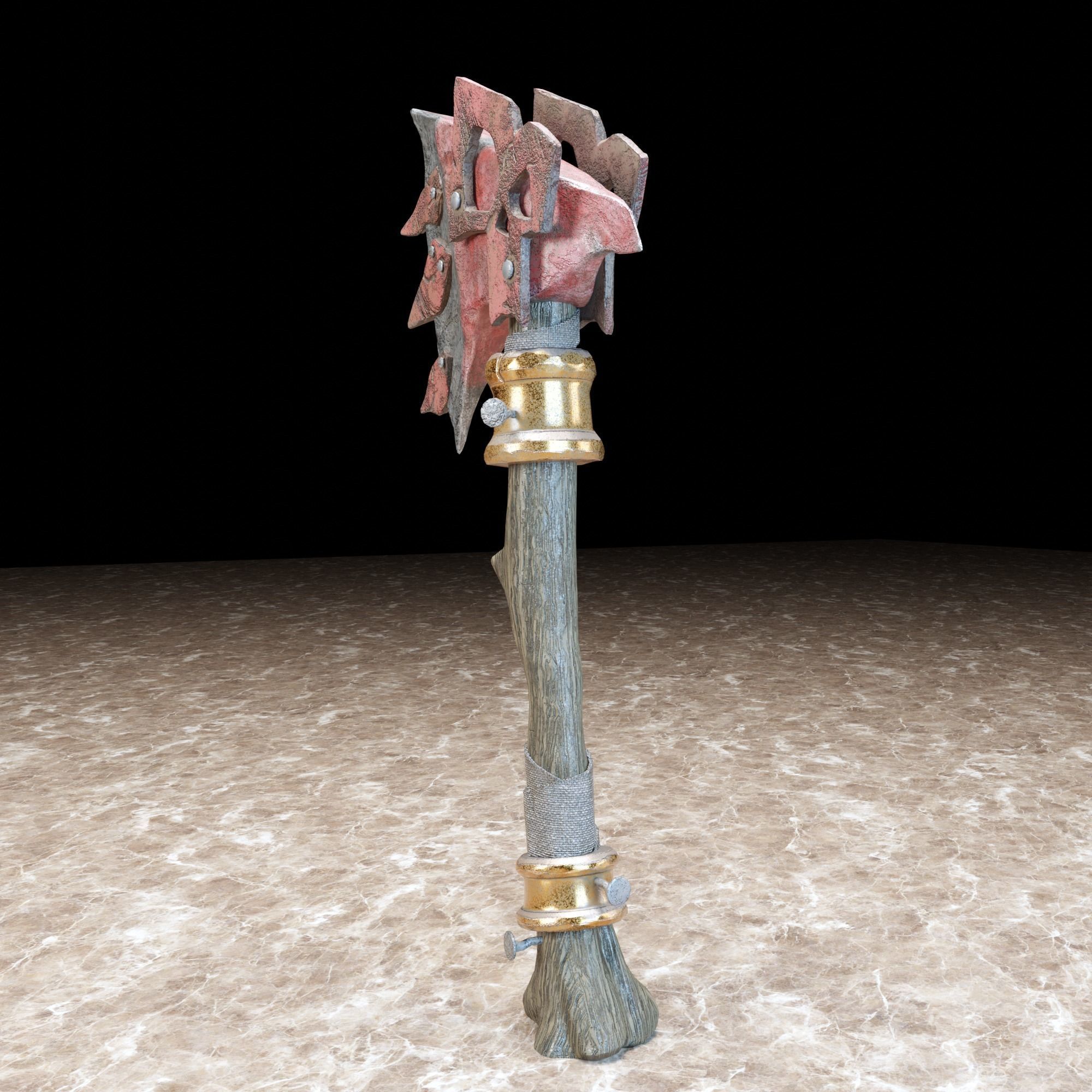 Battle ax Low-poly 3D model_11