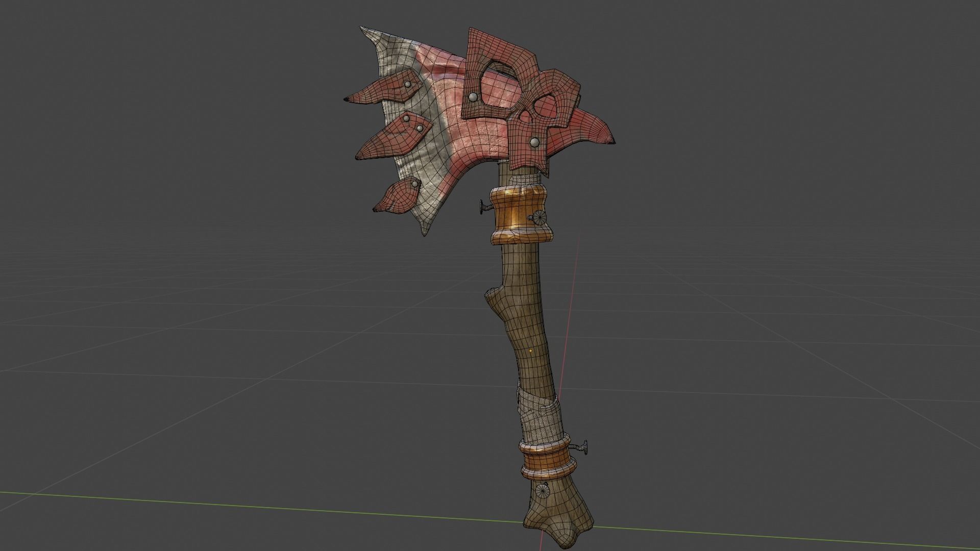 Battle ax Low-poly 3D model_10