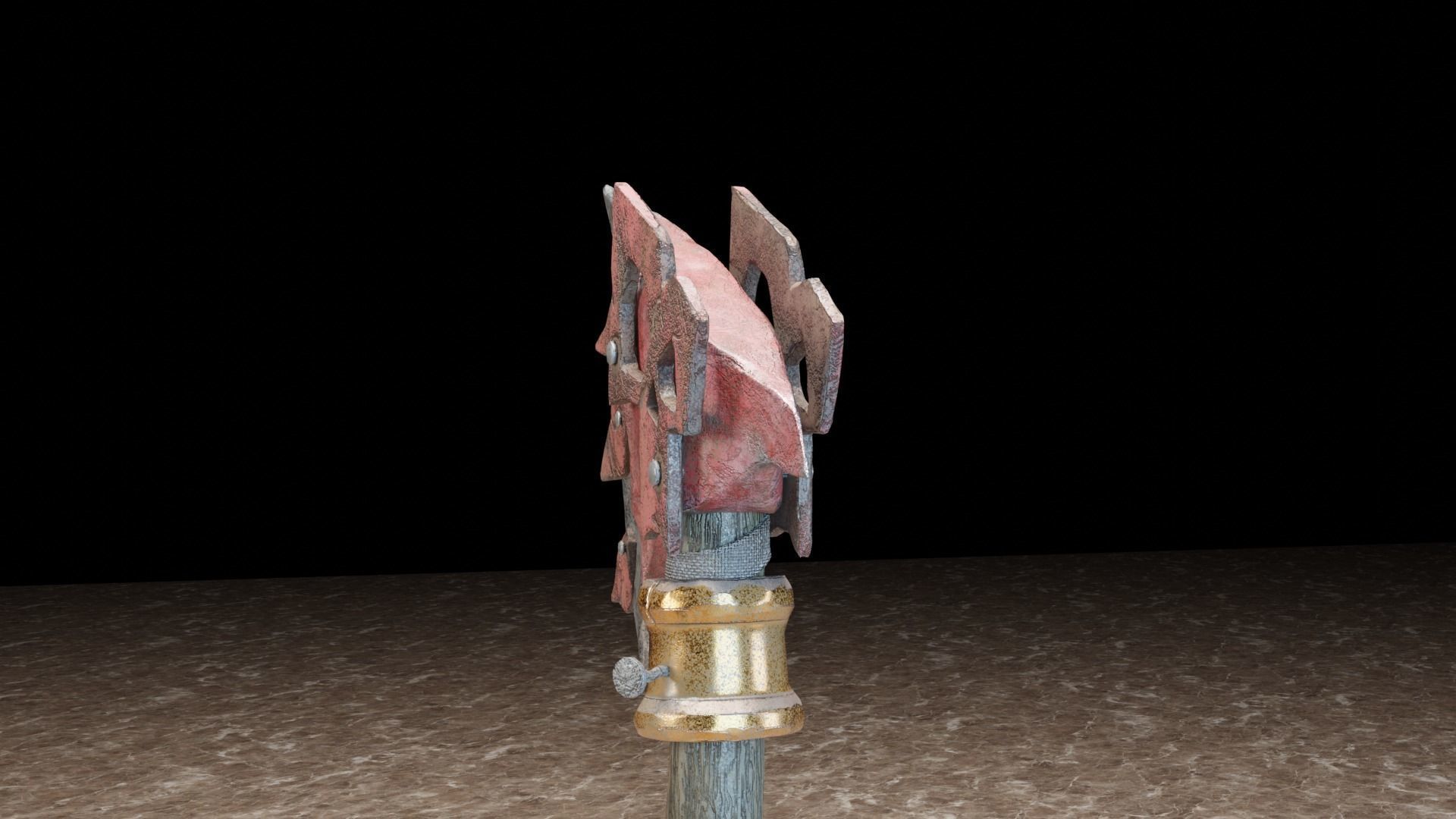 Battle ax Low-poly 3D model_14