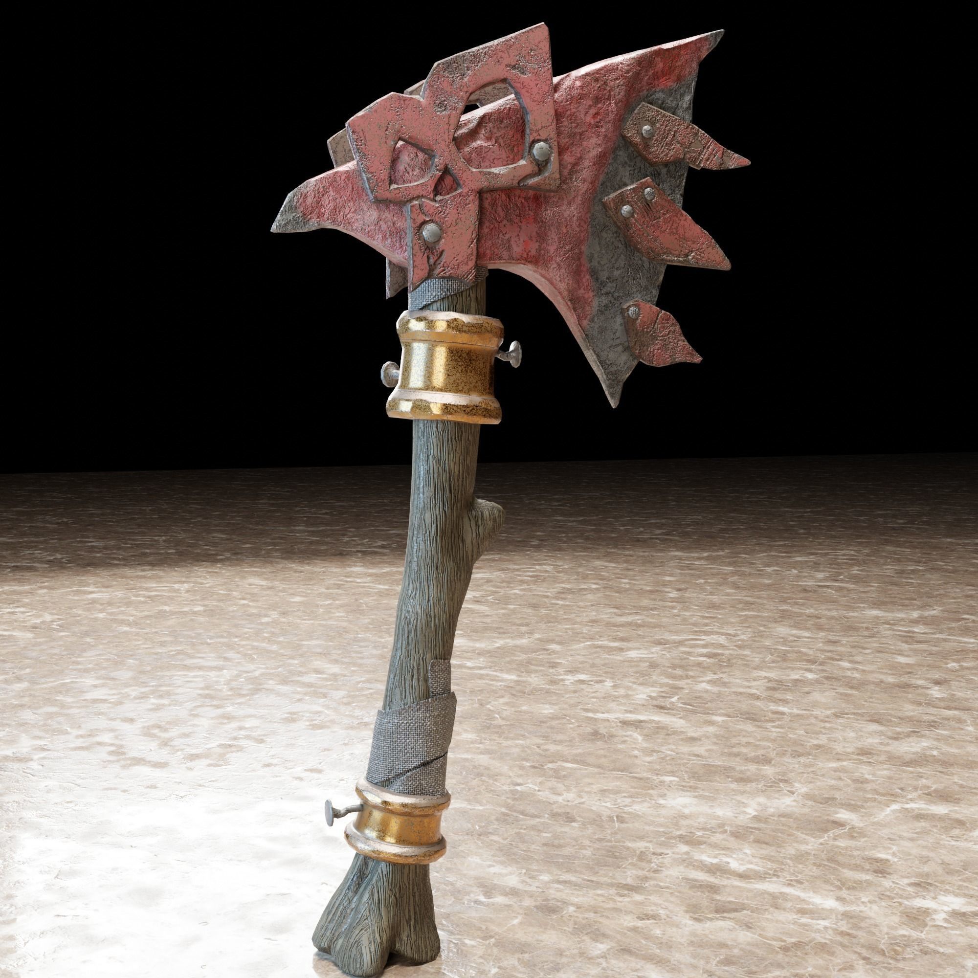 Battle ax Low-poly 3D model_5