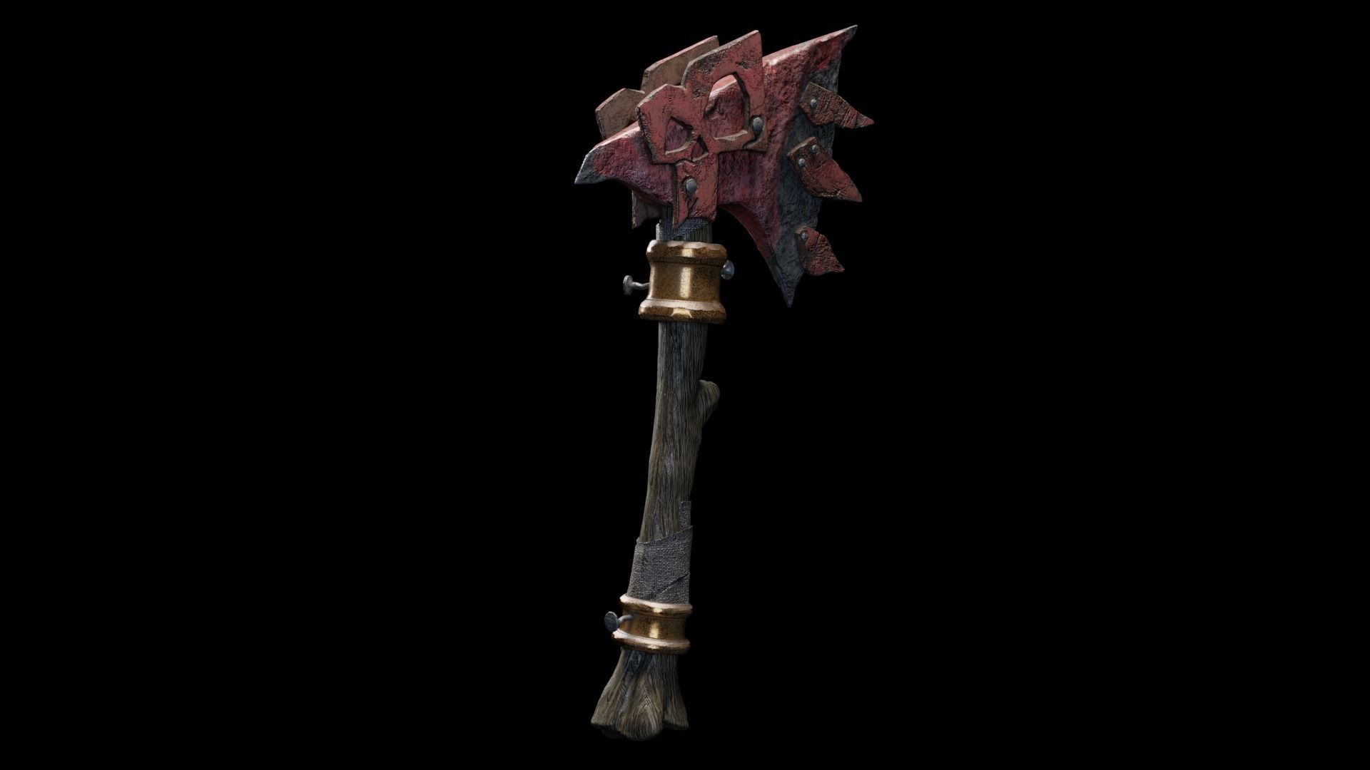 Battle ax Low-poly 3D model_9