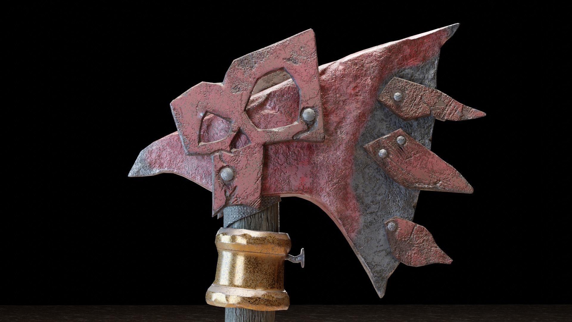 Battle ax Low-poly 3D model_3