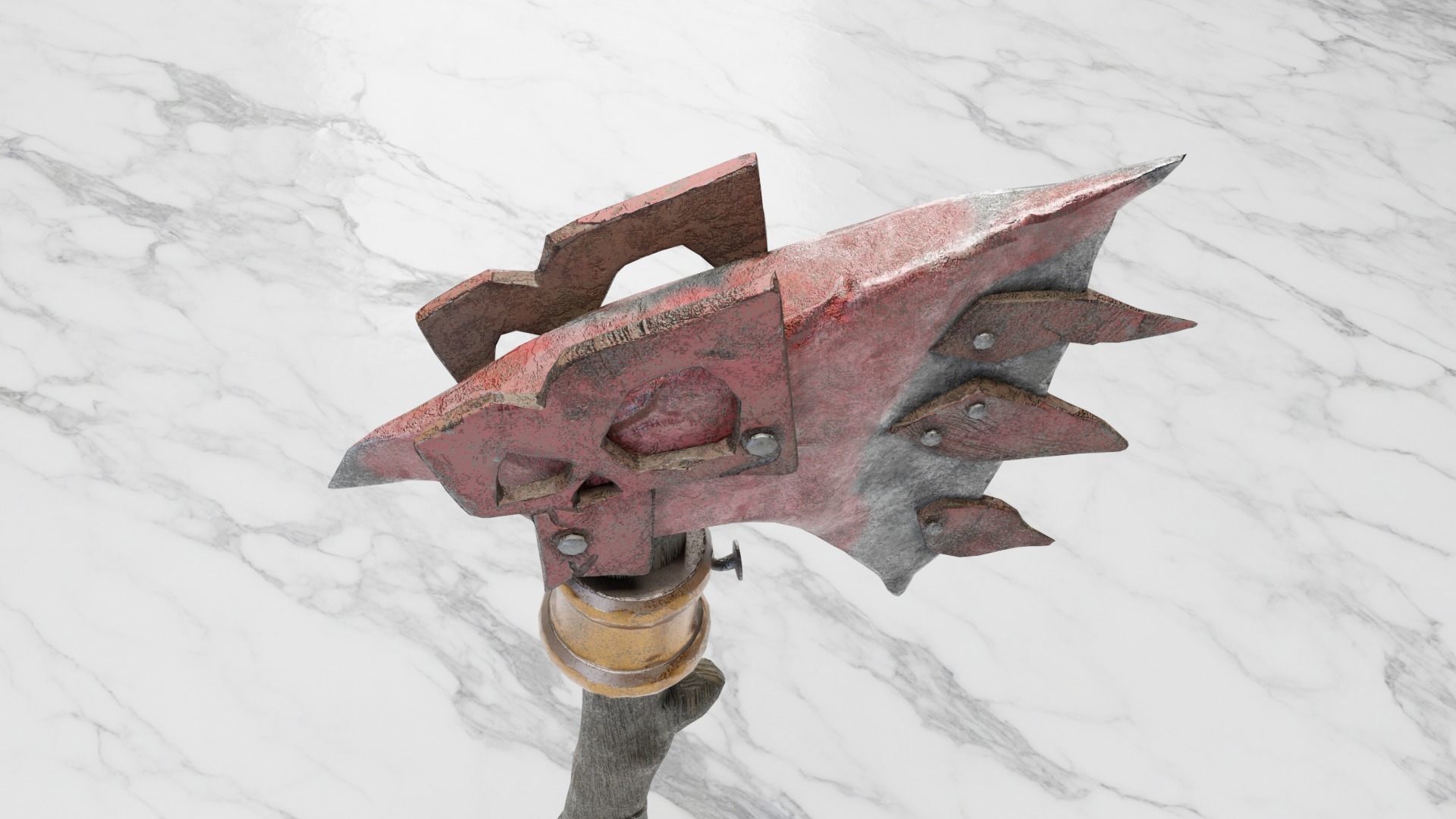 Battle ax Low-poly 3D model_7