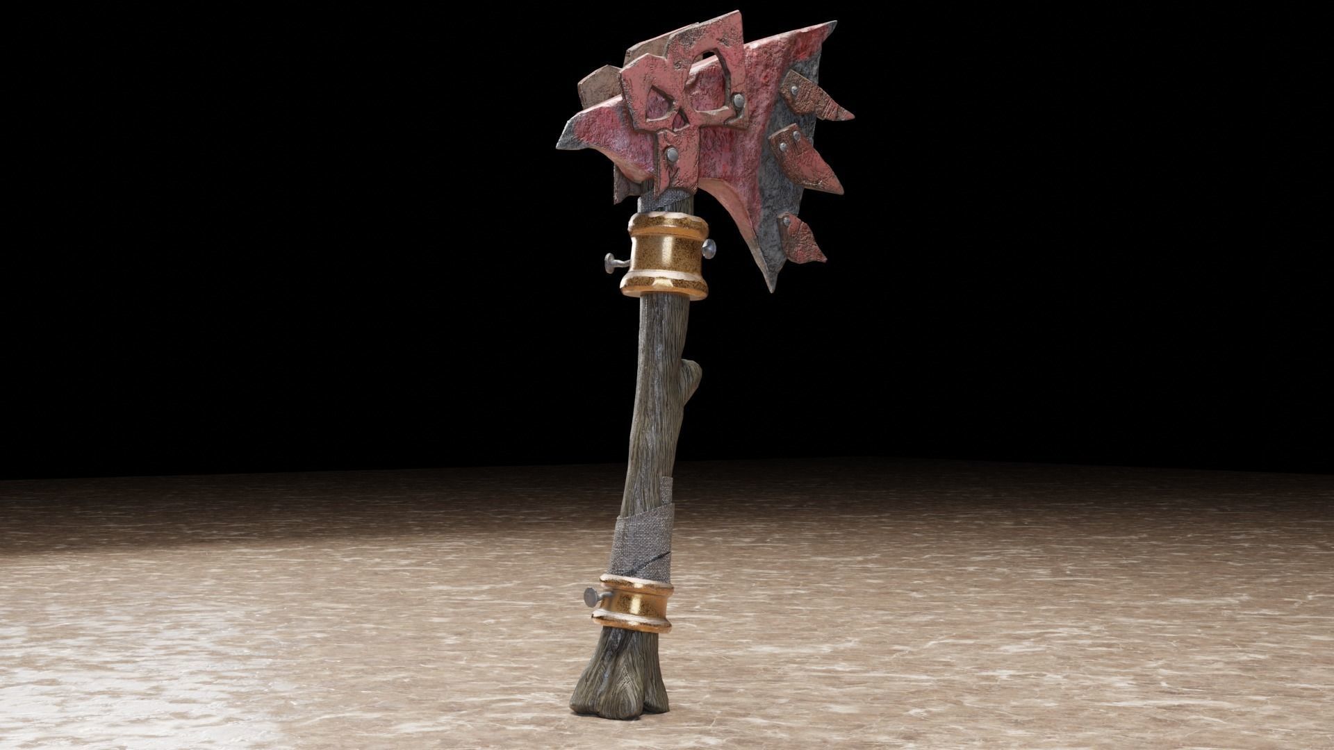 Battle ax Low-poly 3D model_15