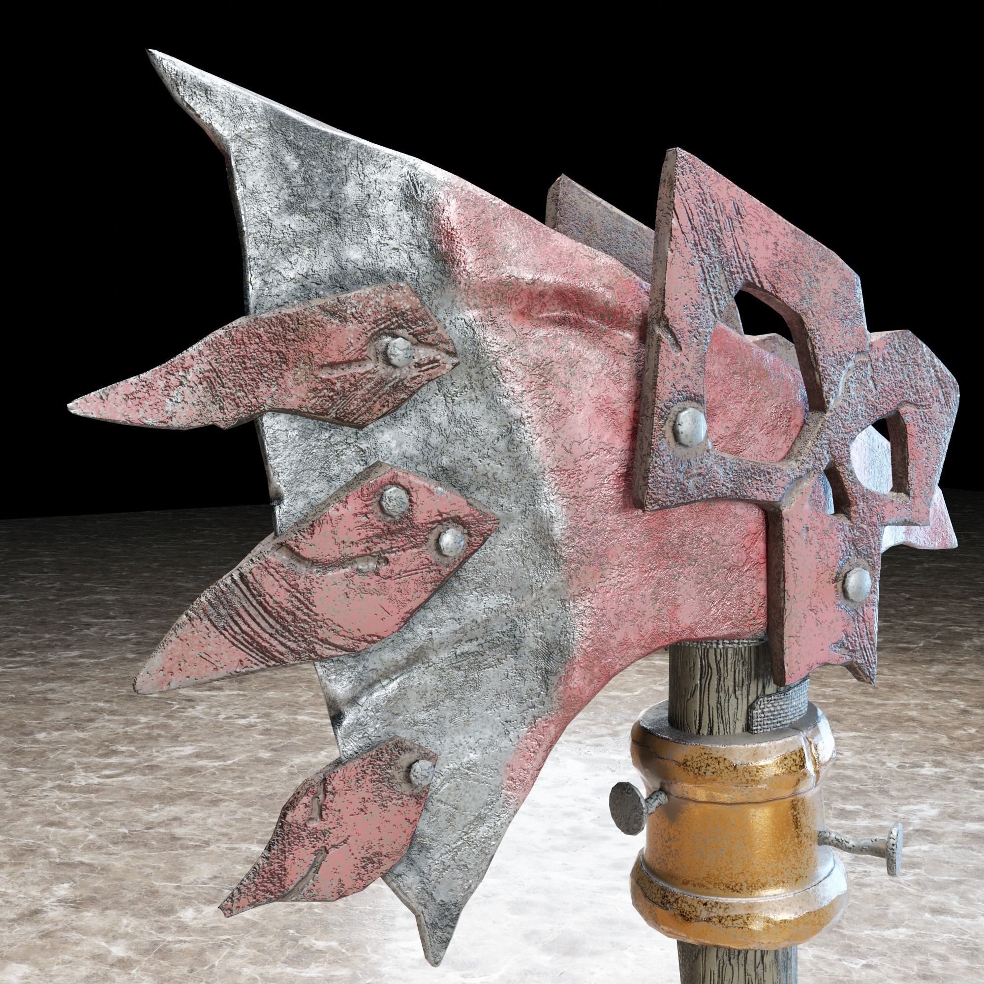 Battle ax Low-poly 3D model_12