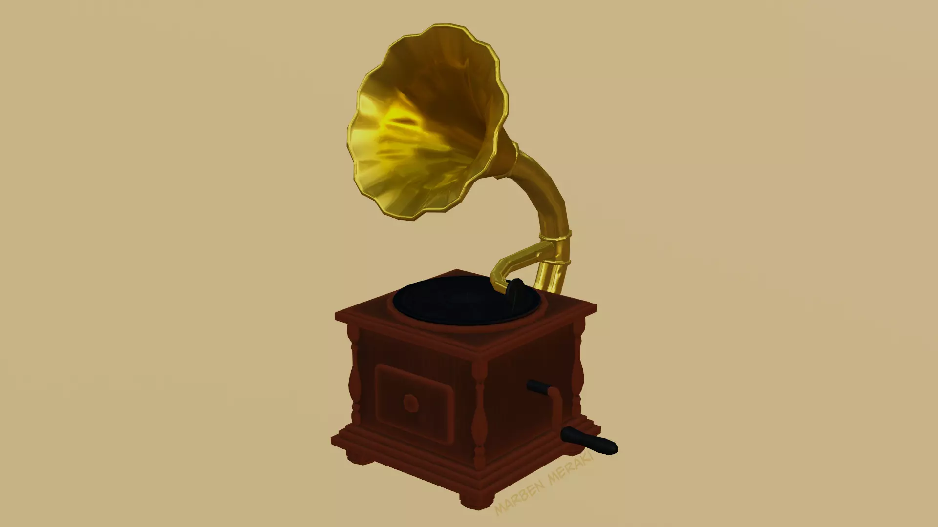 Phonograph Low-poly 3D model_0
