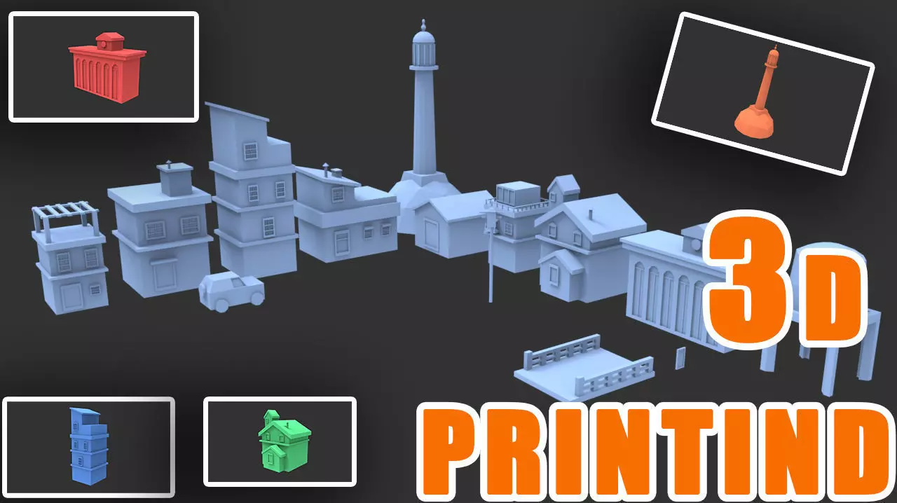 small town 3D print model_0