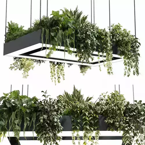 Rectangle pot light pendant - plant light hanging - indoor plant