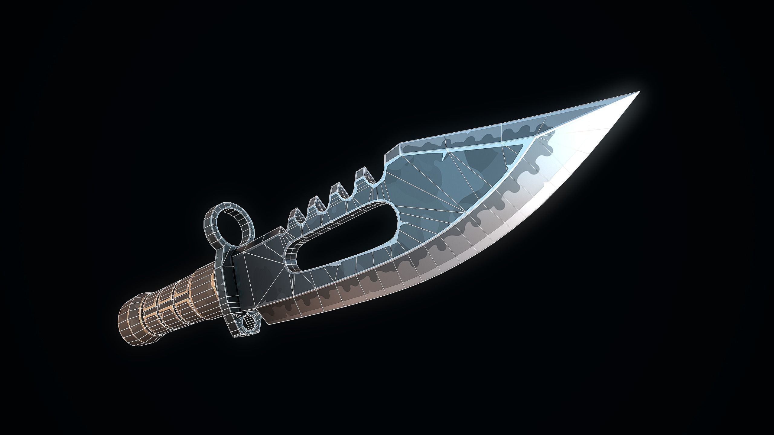 Stylized Military Knife Low-poly 3D model_7