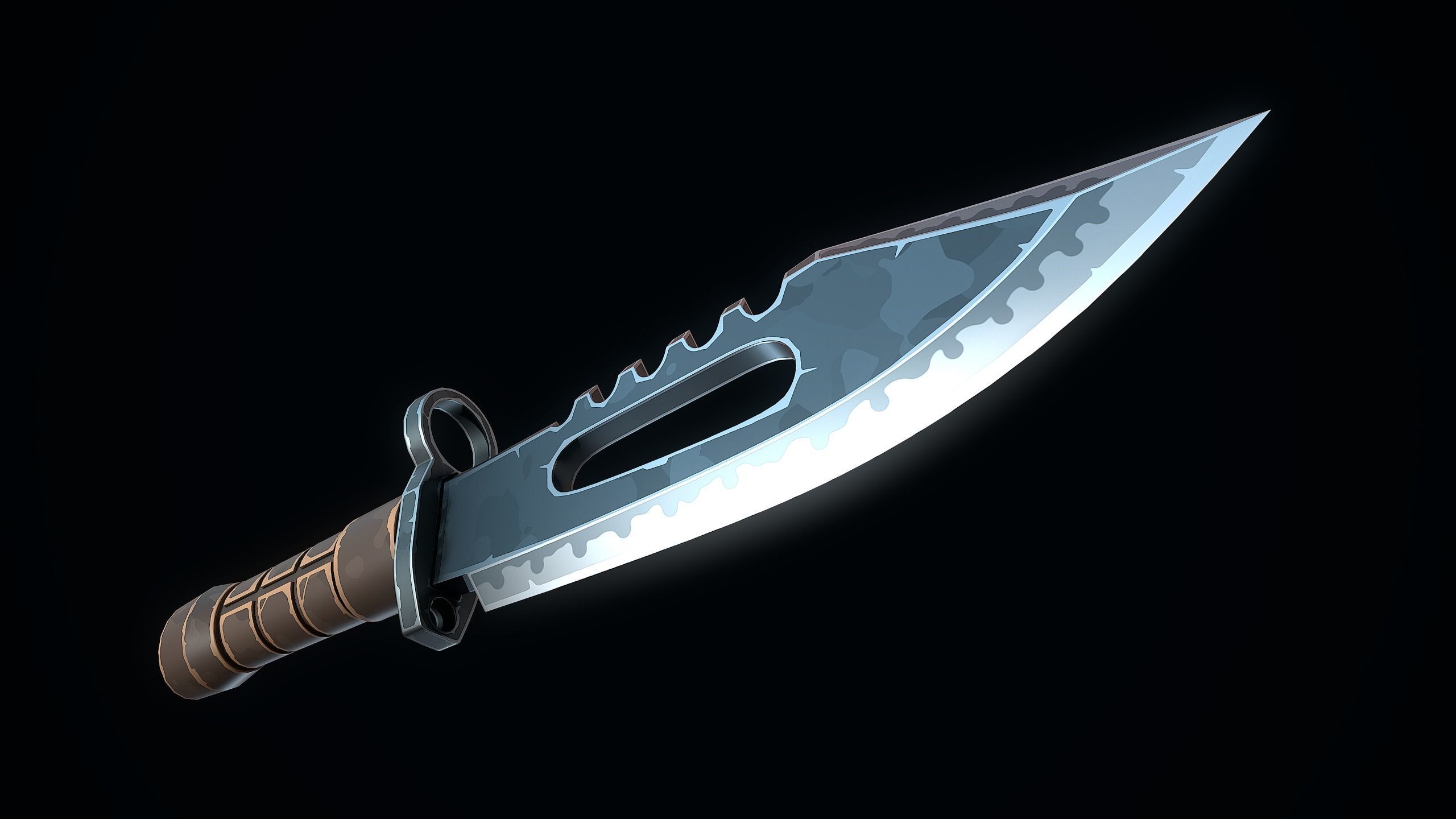 Stylized Military Knife Low-poly 3D model_5