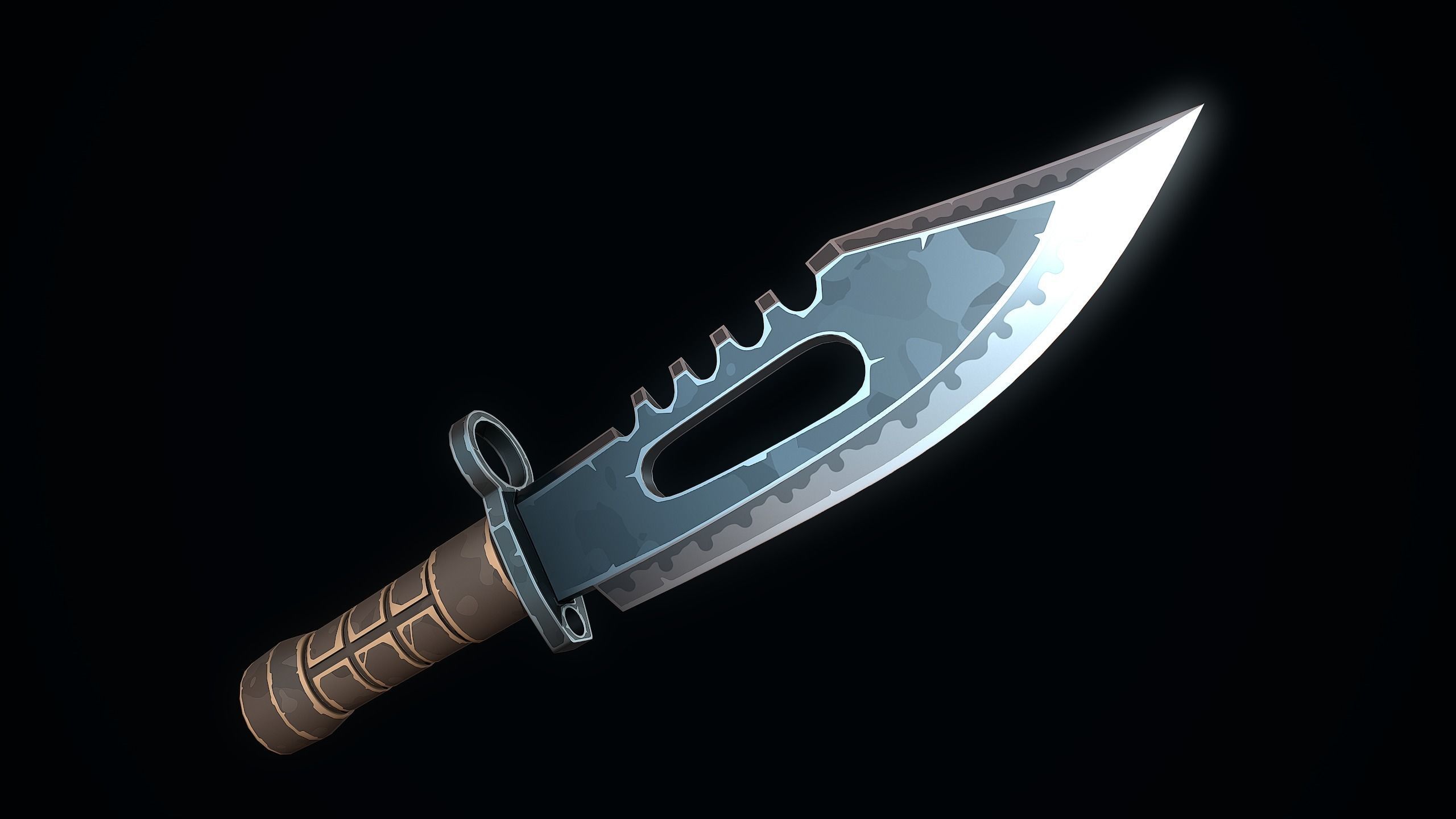 Stylized Military Knife Low-poly 3D model_8