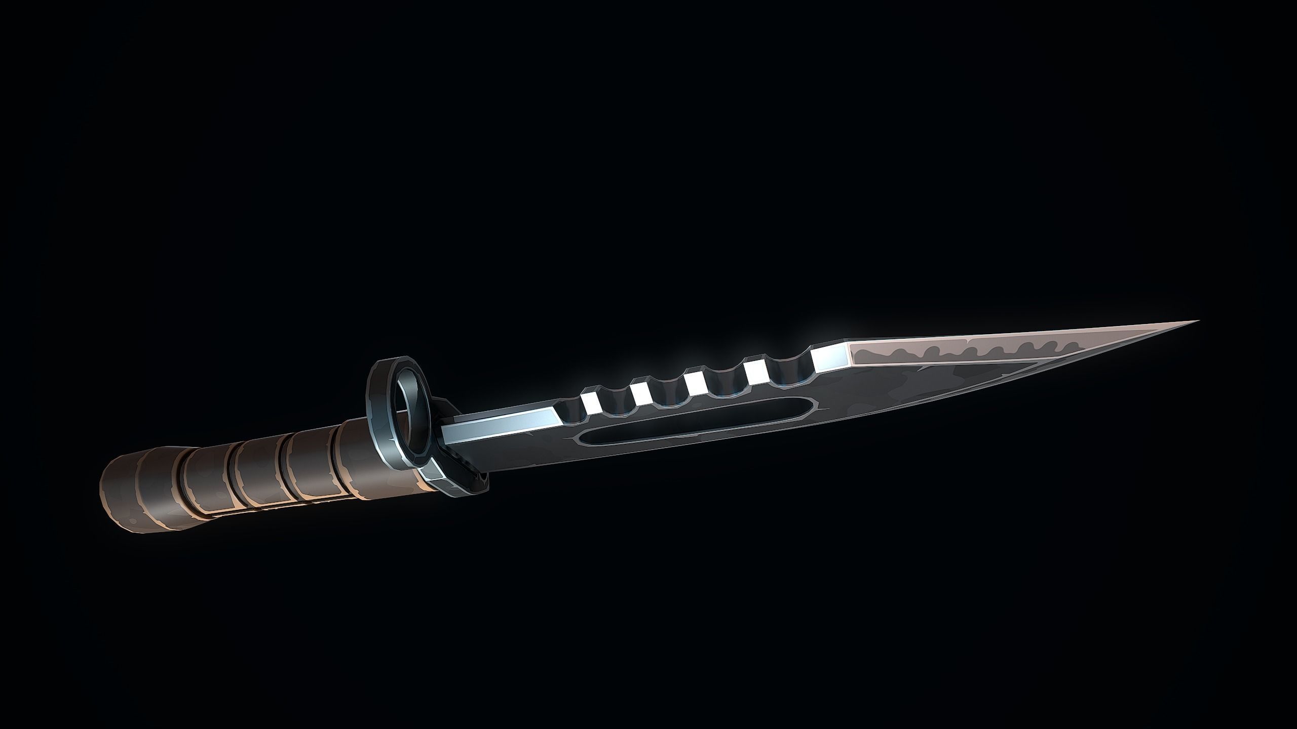 Stylized Military Knife Low-poly 3D model_6
