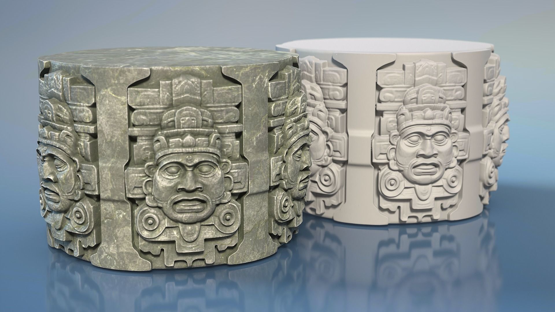 High poly Mayan Pillar Temple Modular - 240405 3D model_14