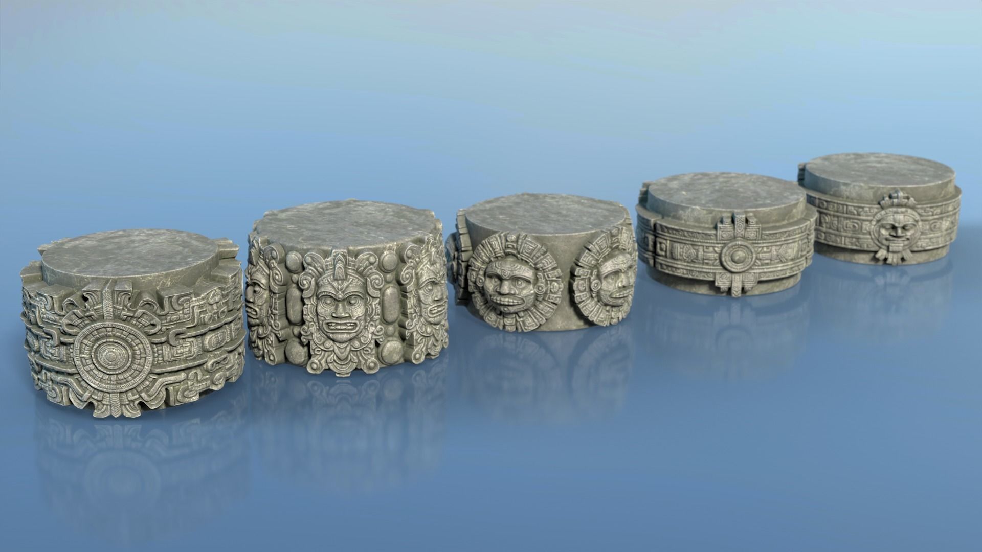High poly Mayan Pillar Temple Modular - 240405 3D model_5
