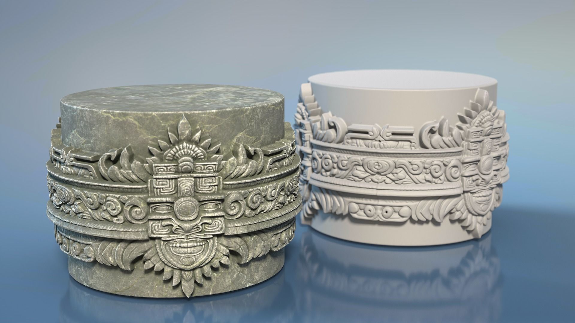 High poly Mayan Pillar Temple Modular - 240405 3D model_20