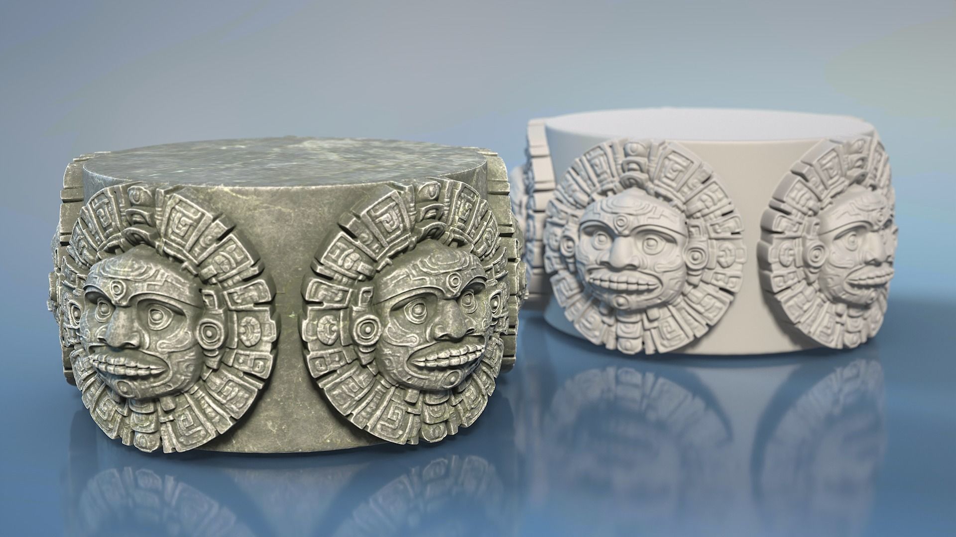 High poly Mayan Pillar Temple Modular - 240405 3D model_12