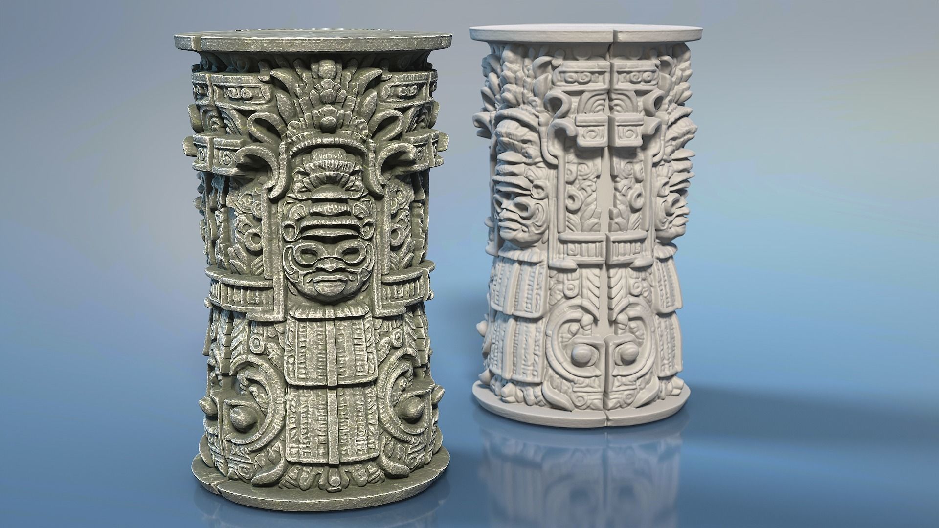 High poly Mayan Pillar Temple Modular - 240405 3D model_26