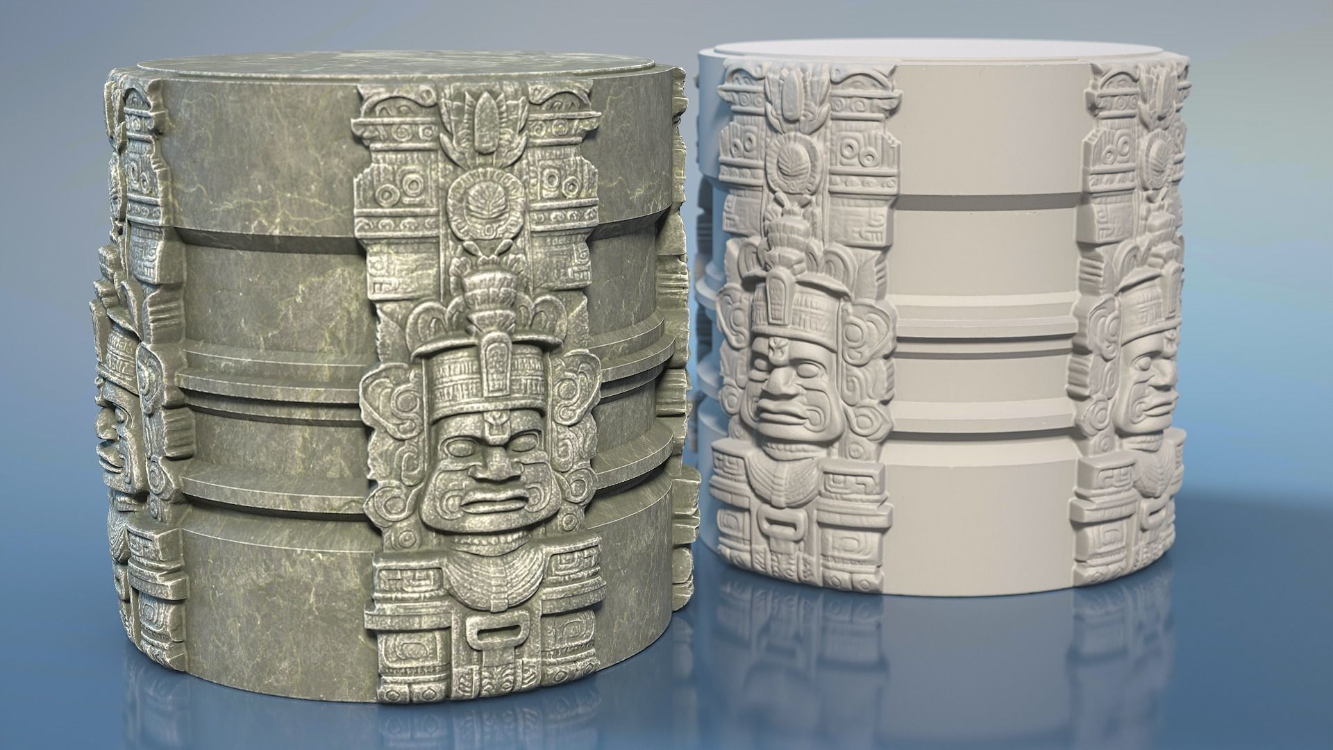 High poly Mayan Pillar Temple Modular - 240405 3D model_16
