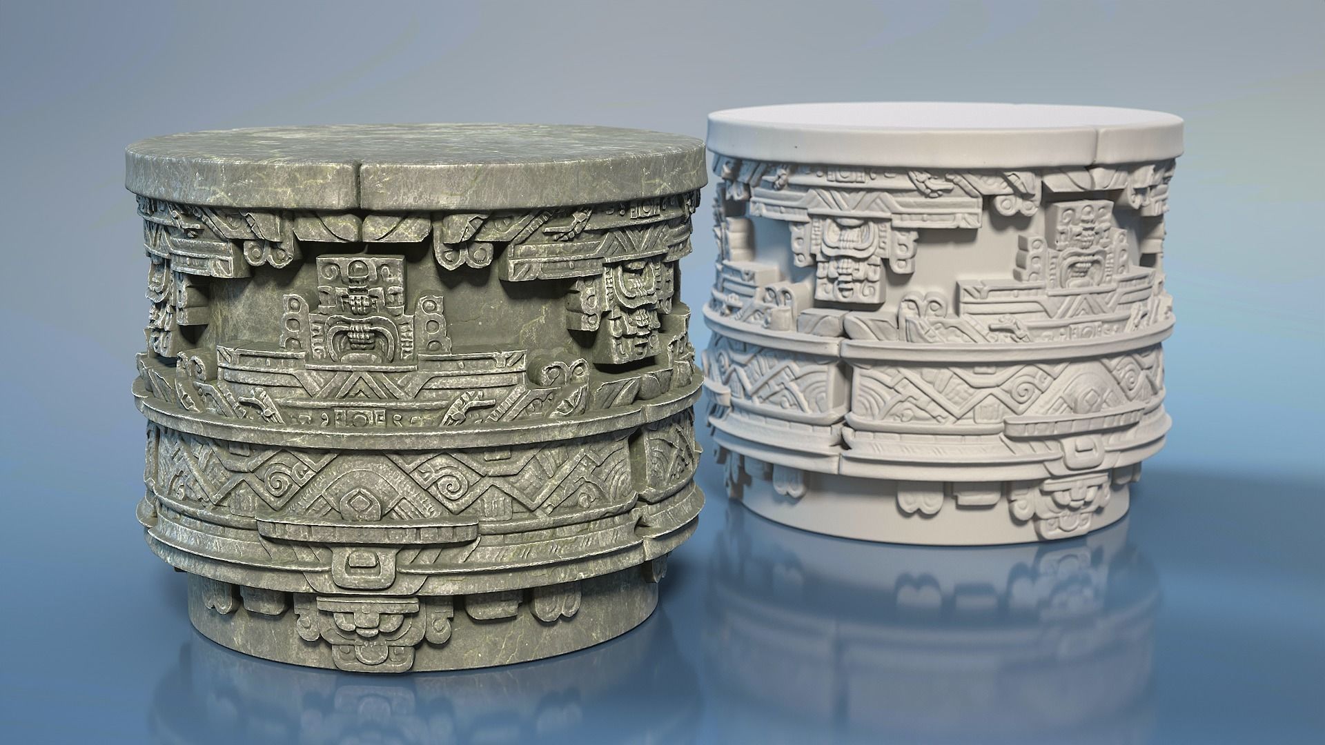 High poly Mayan Pillar Temple Modular - 240405 3D model_23
