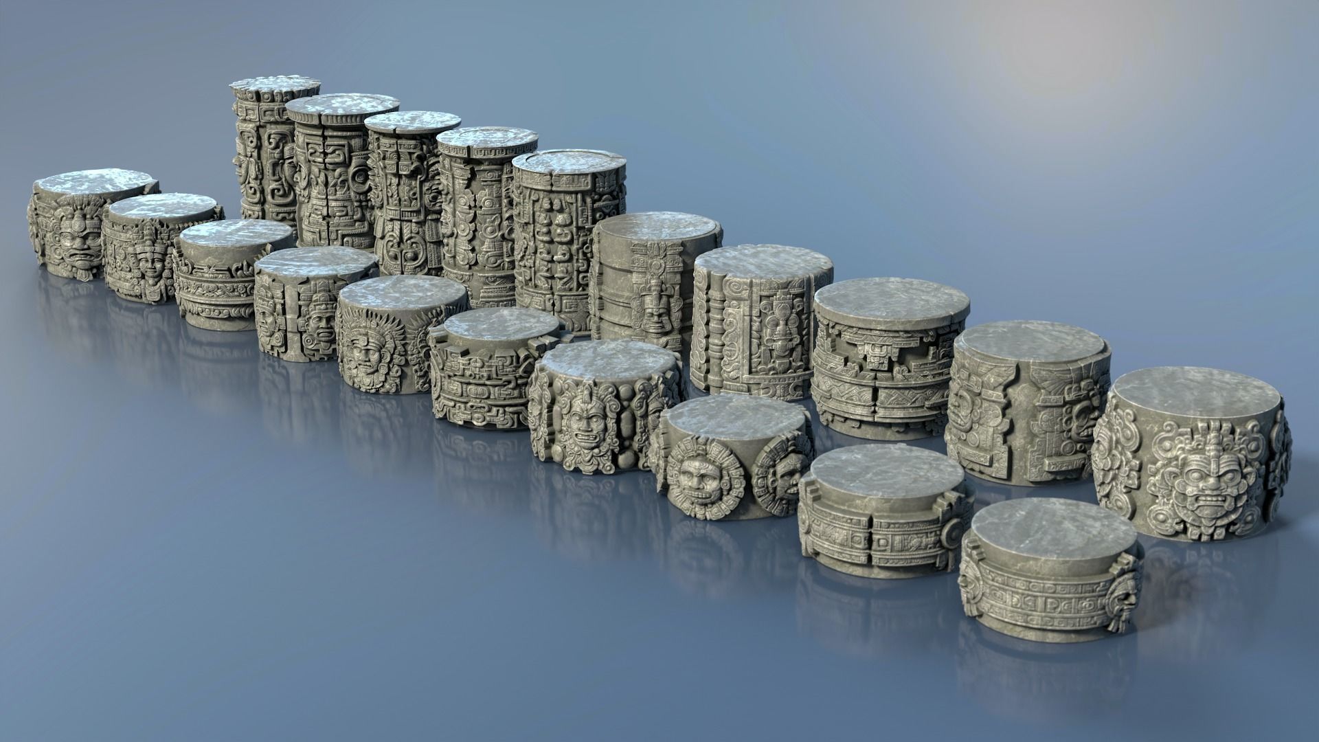High poly Mayan Pillar Temple Modular - 240405 3D model_3