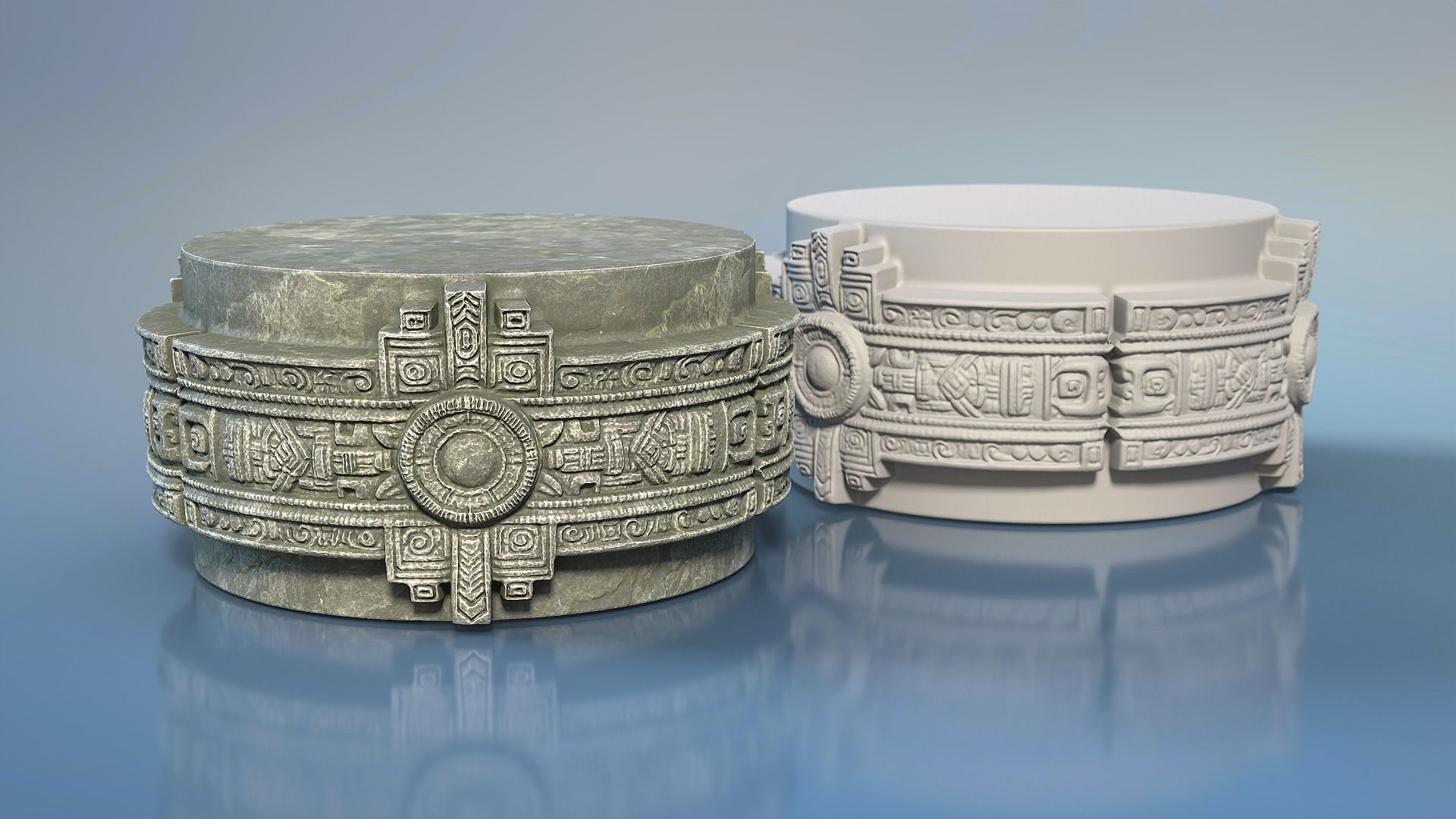 High poly Mayan Pillar Temple Modular - 240405 3D model_22