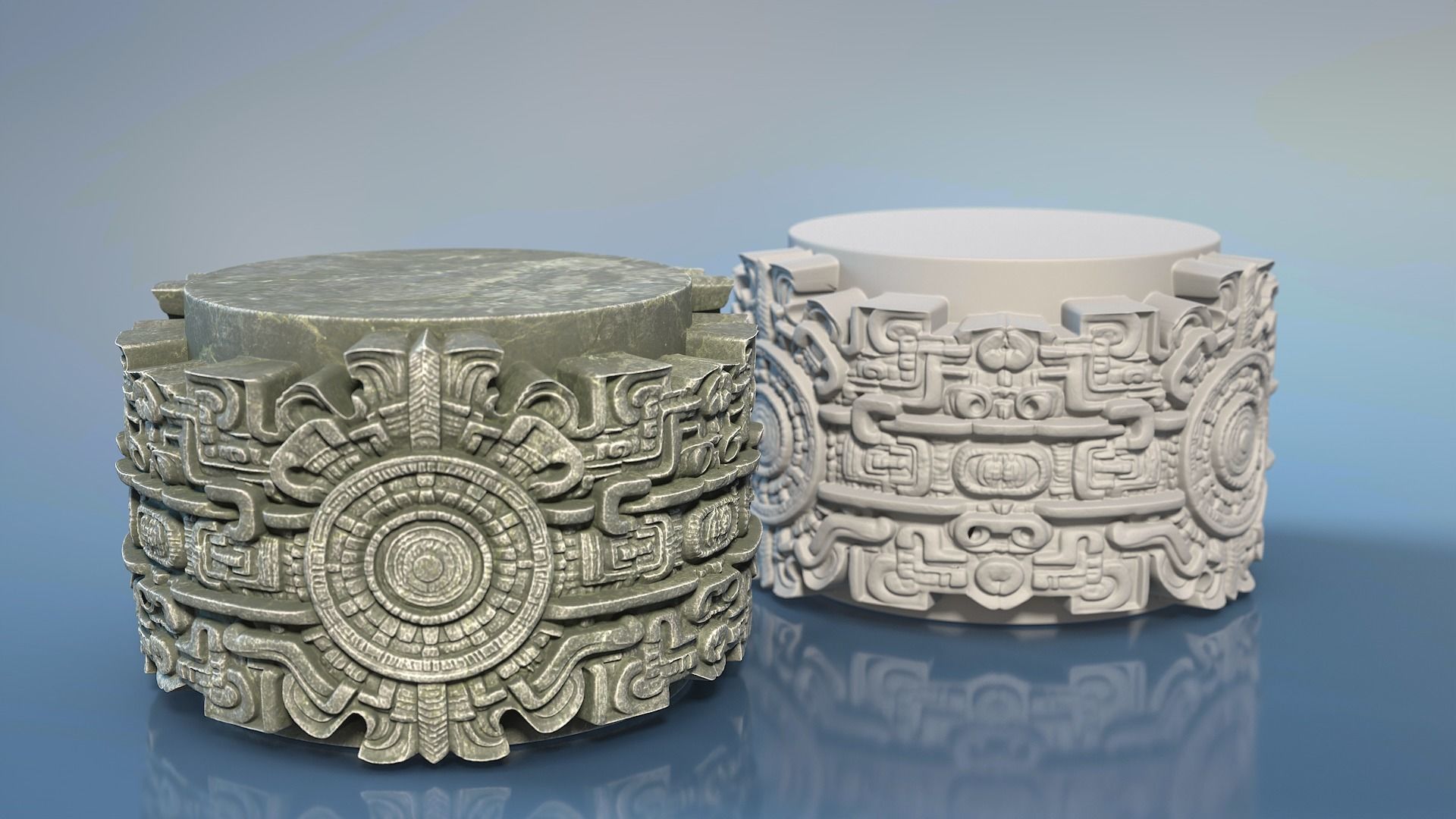 High poly Mayan Pillar Temple Modular - 240405 3D model_19