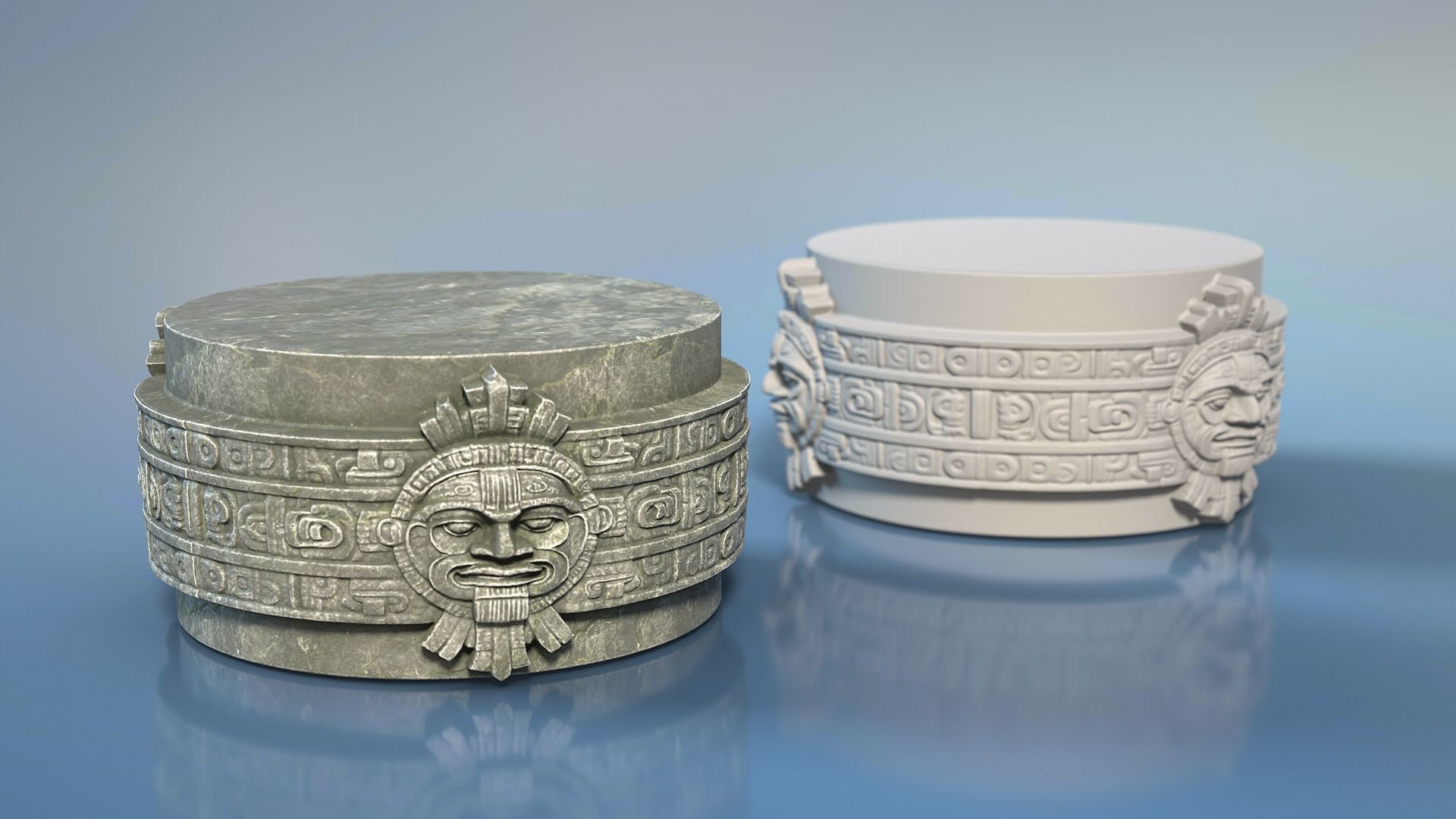 High poly Mayan Pillar Temple Modular - 240405 3D model_21