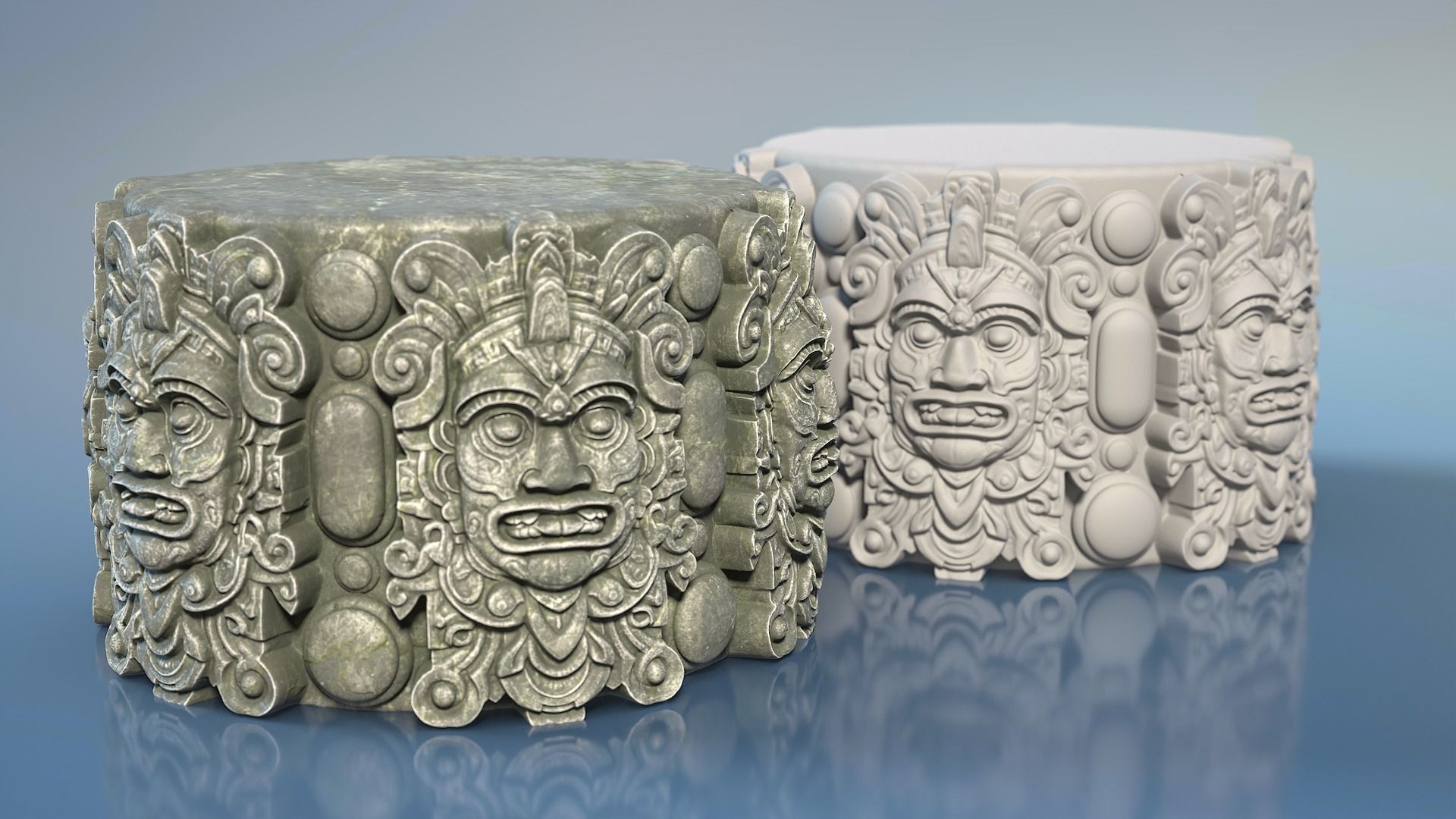 High poly Mayan Pillar Temple Modular - 240405 3D model_15