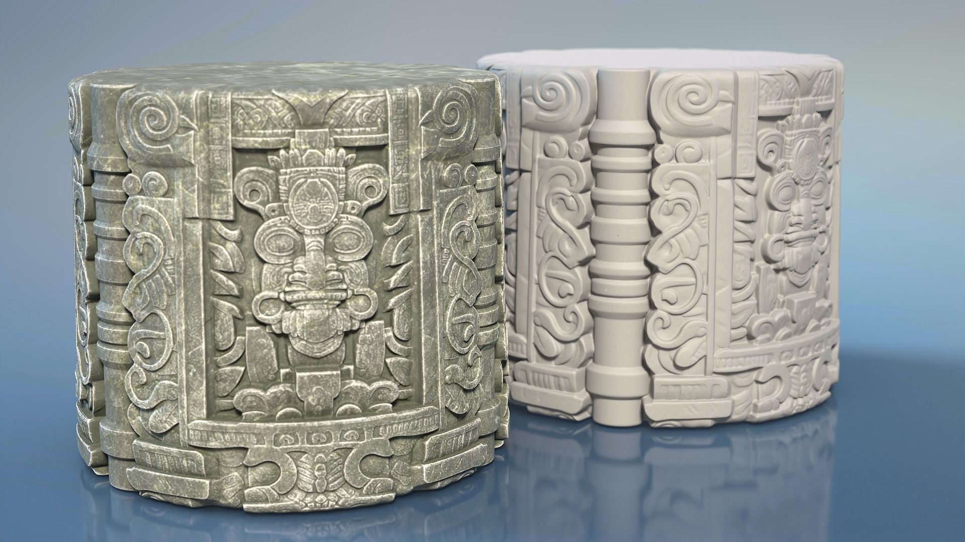 High poly Mayan Pillar Temple Modular - 240405 3D model_17