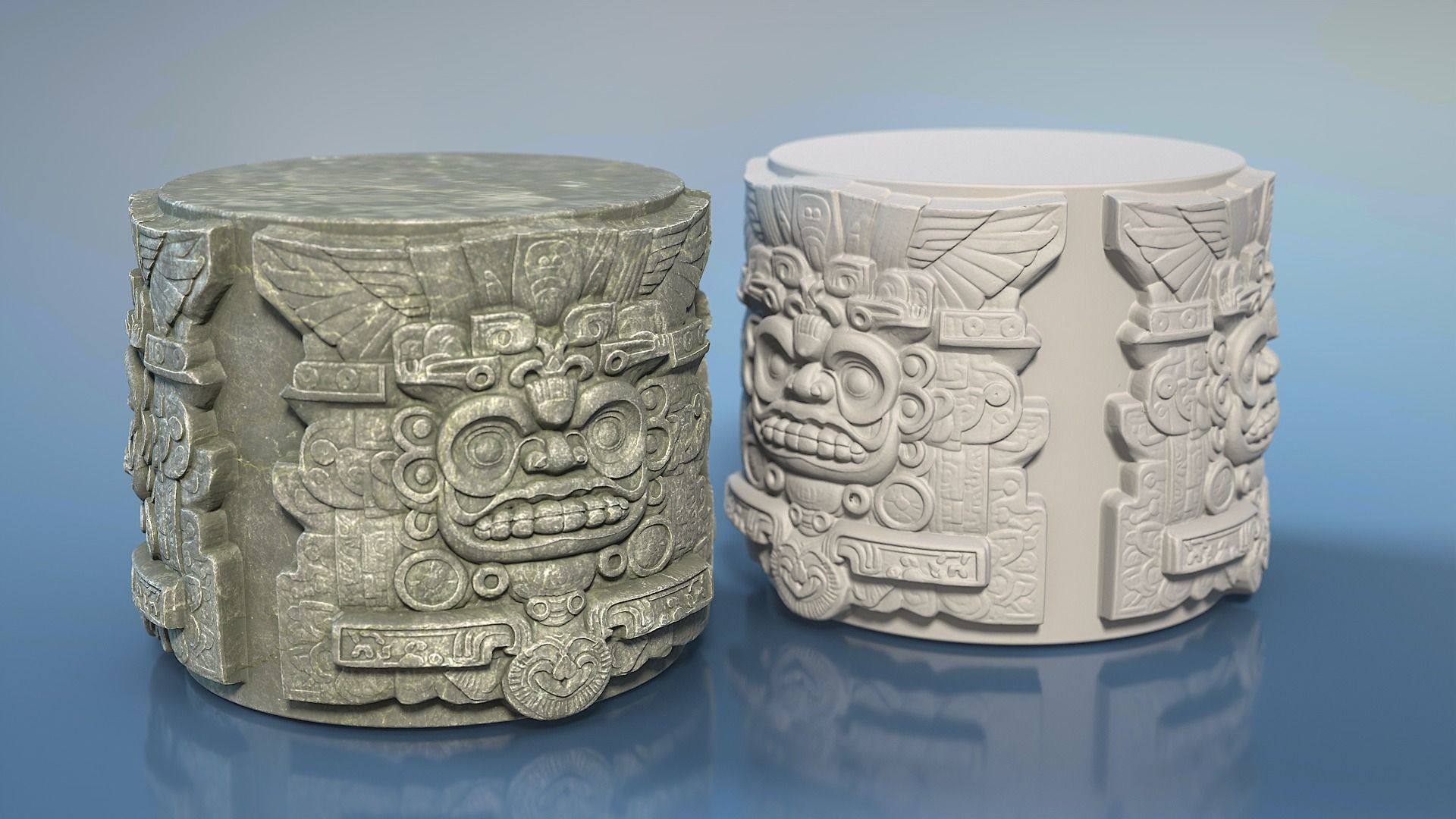 High poly Mayan Pillar Temple Modular - 240405 3D model_11