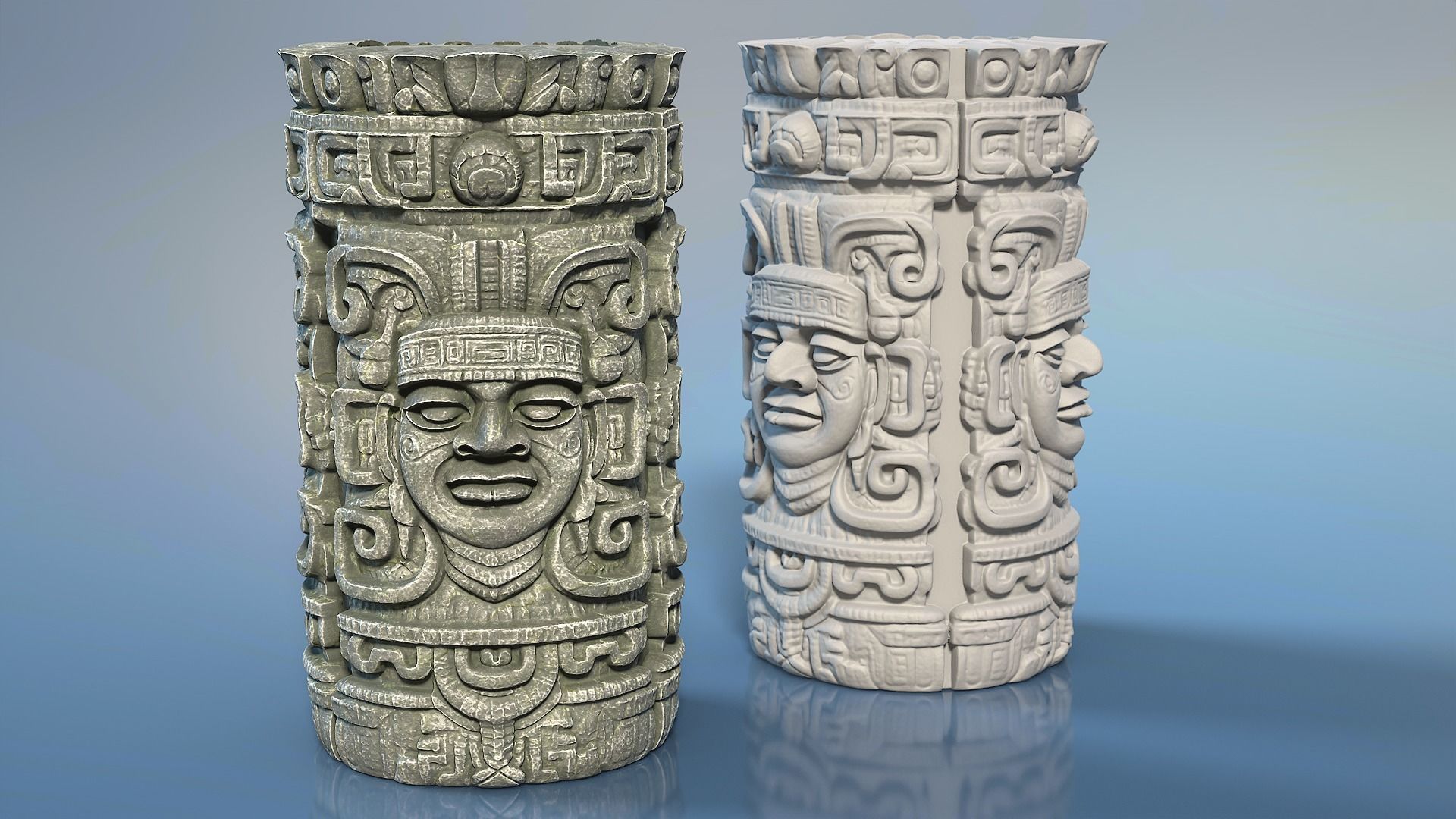 High poly Mayan Pillar Temple Modular - 240405 3D model_28