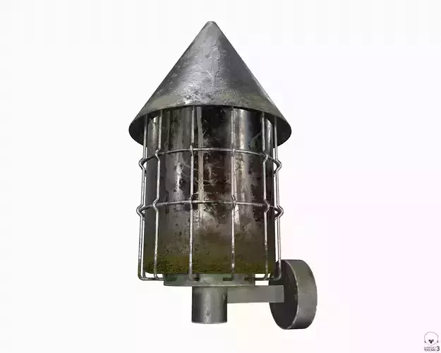 Vintage  old wall Lantern Light with candle Low-poly