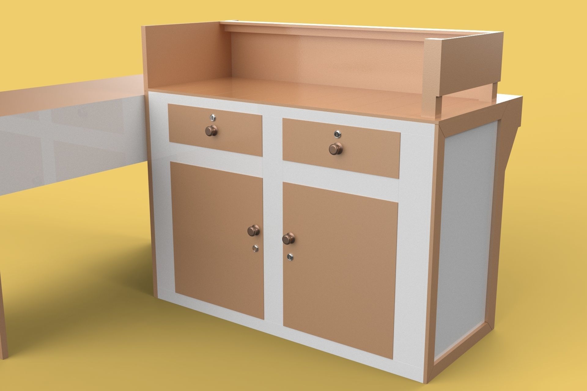 TABLE CASHIER RECEPTIONIST STAND BOOTH SELLING ADMIN DESK 3D model_1