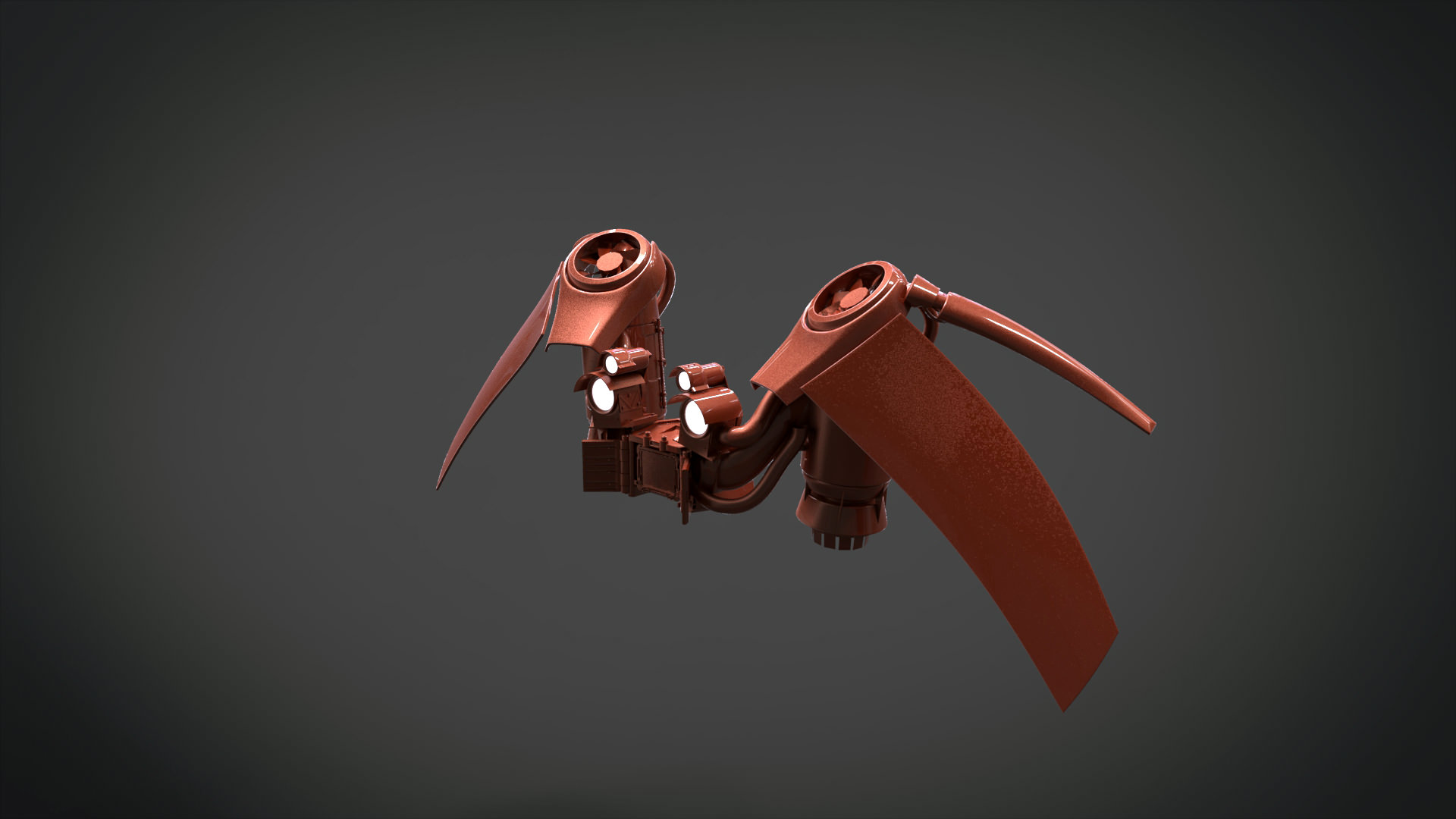 Jetpack robot with two wings 3D model_1