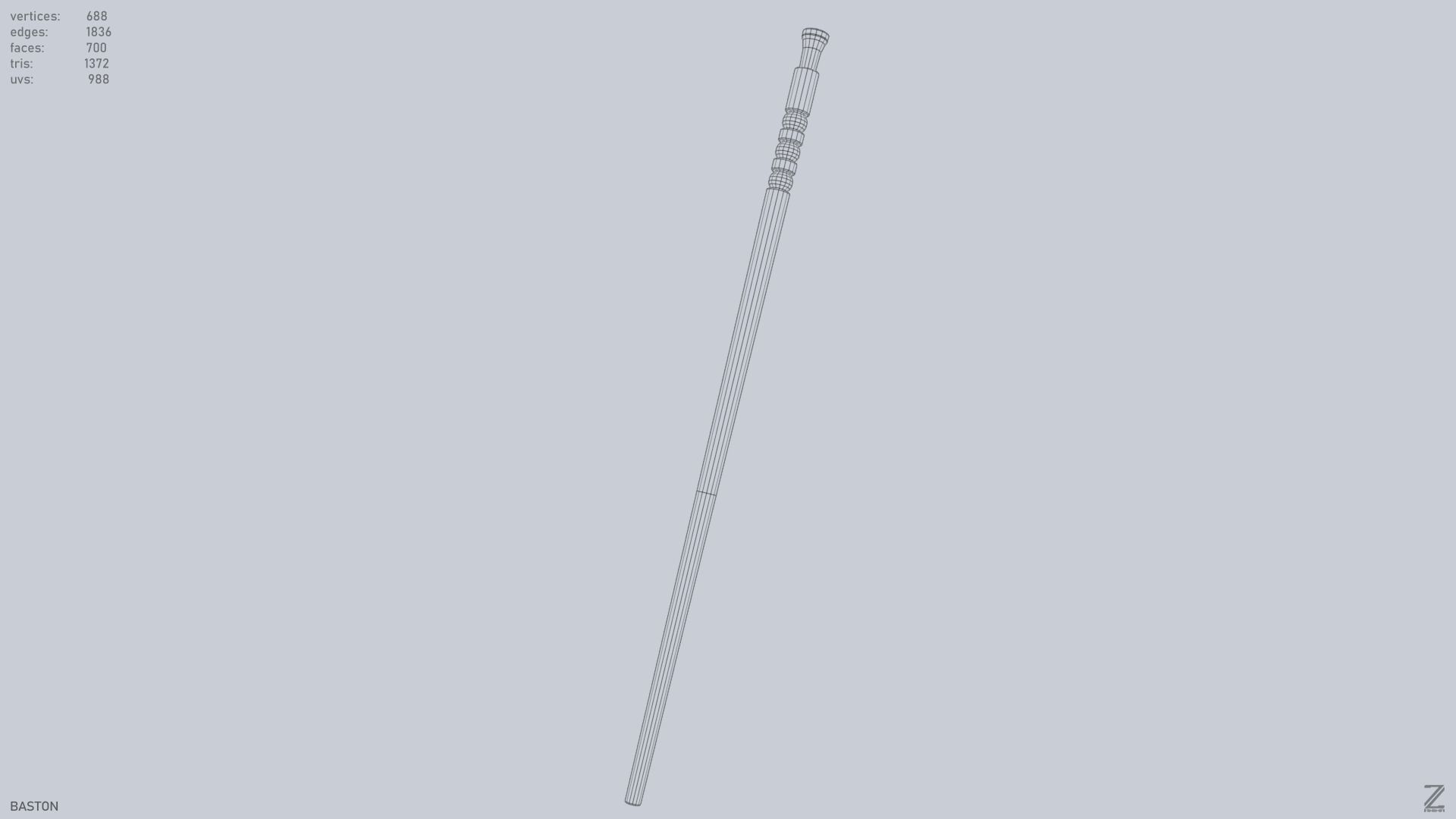 Baston Low-poly 3D model_11