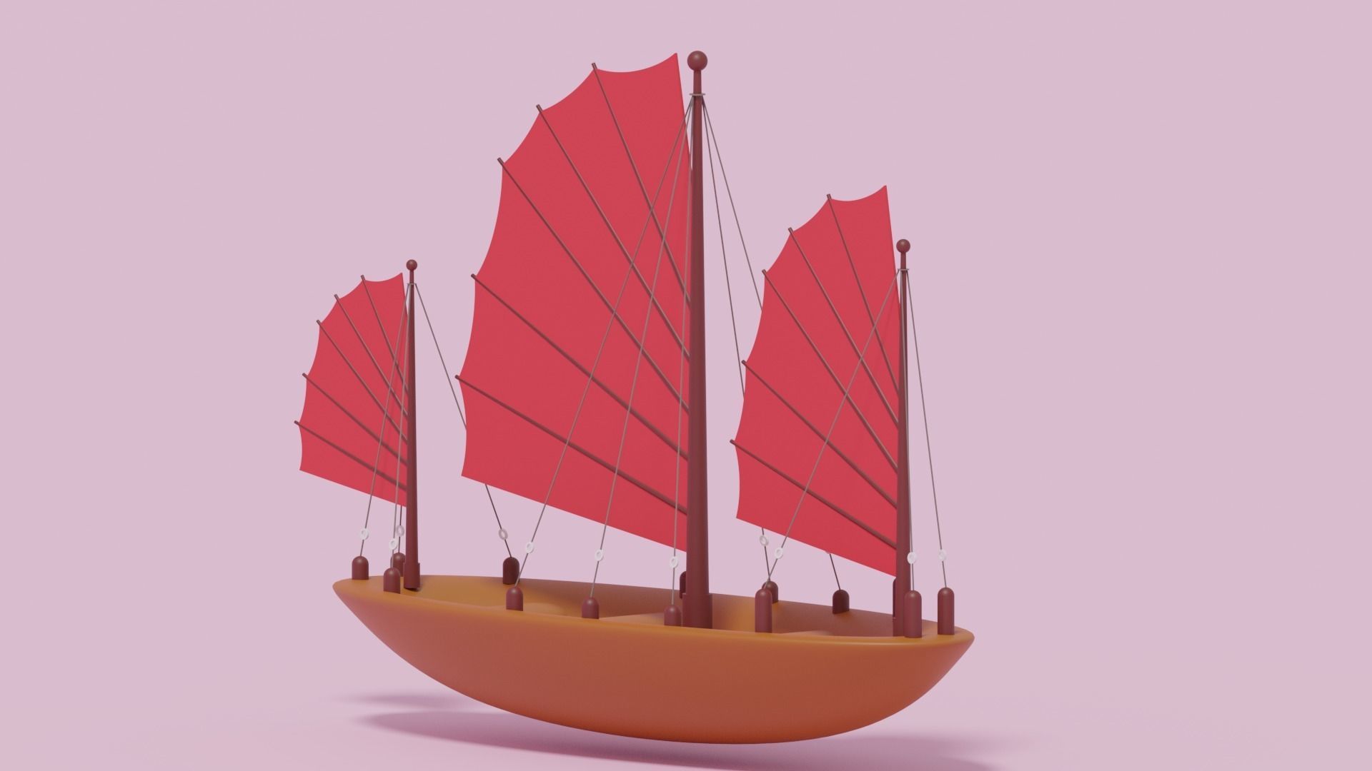 Asian Junk Ship Low-poly 3D model_5